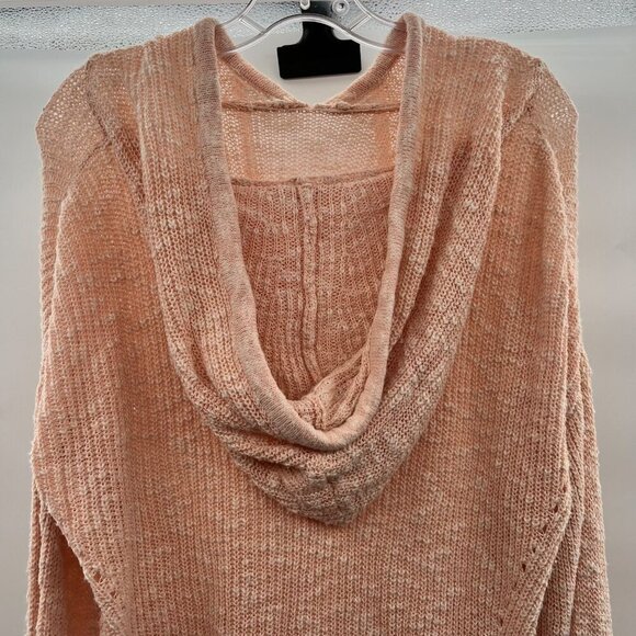 Hem & Thread Loose Knit Hoodie Women's Size Small Peach Long Sleeve Pullover - Picture 6 of 9